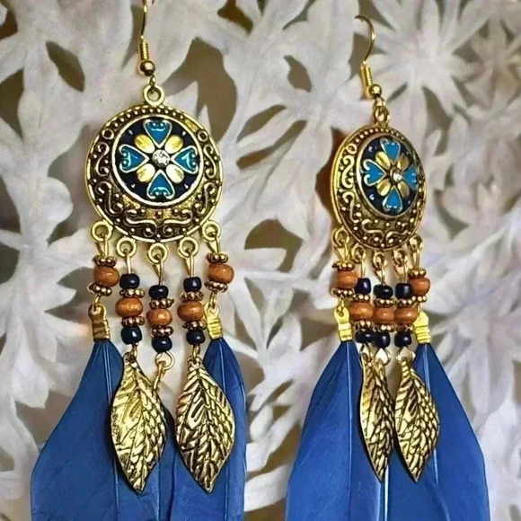 🆕️Boho Chic Fashion Trendy Flower Feather Earrings Exquisite Dangle Jewelry 🌸 - Picture 8 of 8